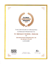 Distinguished Performance in Academics (East) by Global Education Awards 2019.