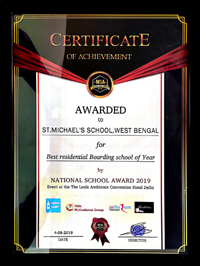 RANK NO.1 in West Bengal Academic Excellence & Best Residential School By National School Awards (2019, 2018)